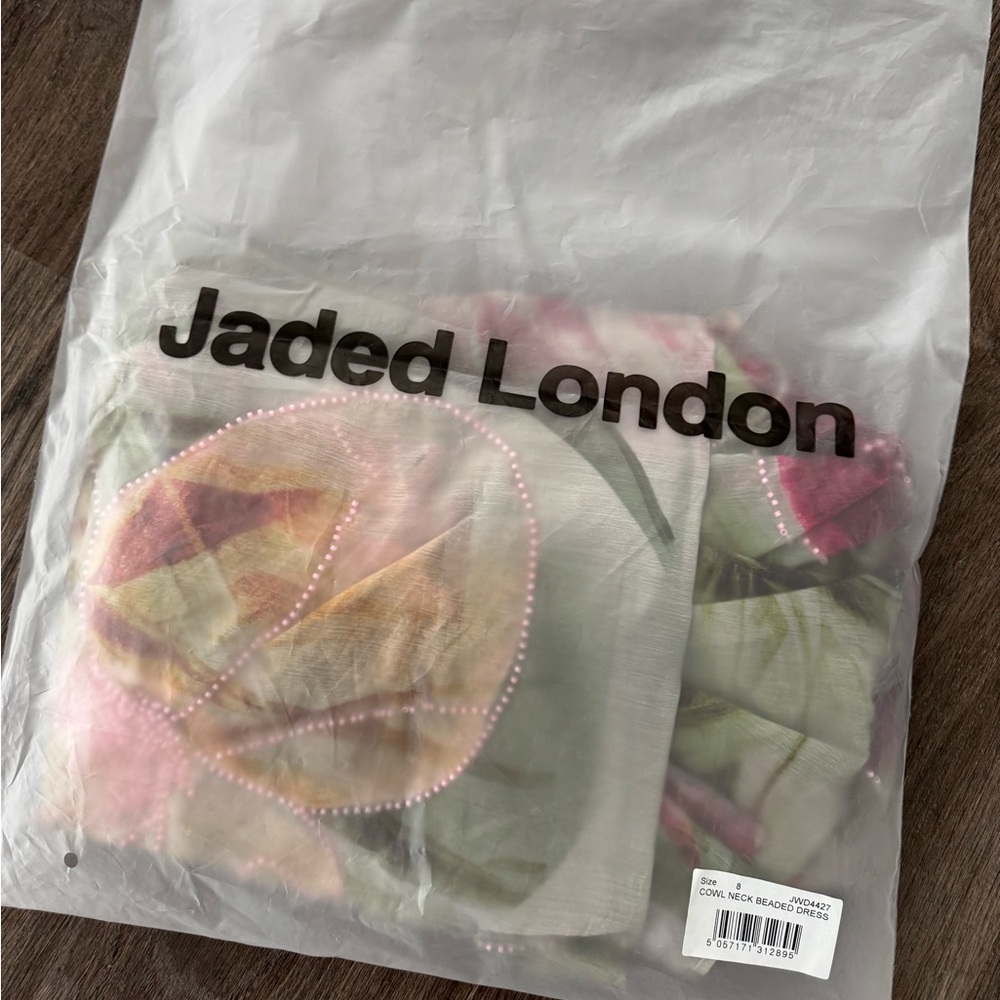 Jaded London Dahlia Hand-Beaded Backless Chiffon Maxi Dress in Rosa - Picture 4 of 10